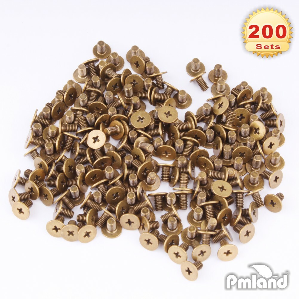 200 Sets/Pairs 9.5mm Bronze Cone Spikes Screwback Studs DIY Craft Rivets Punk