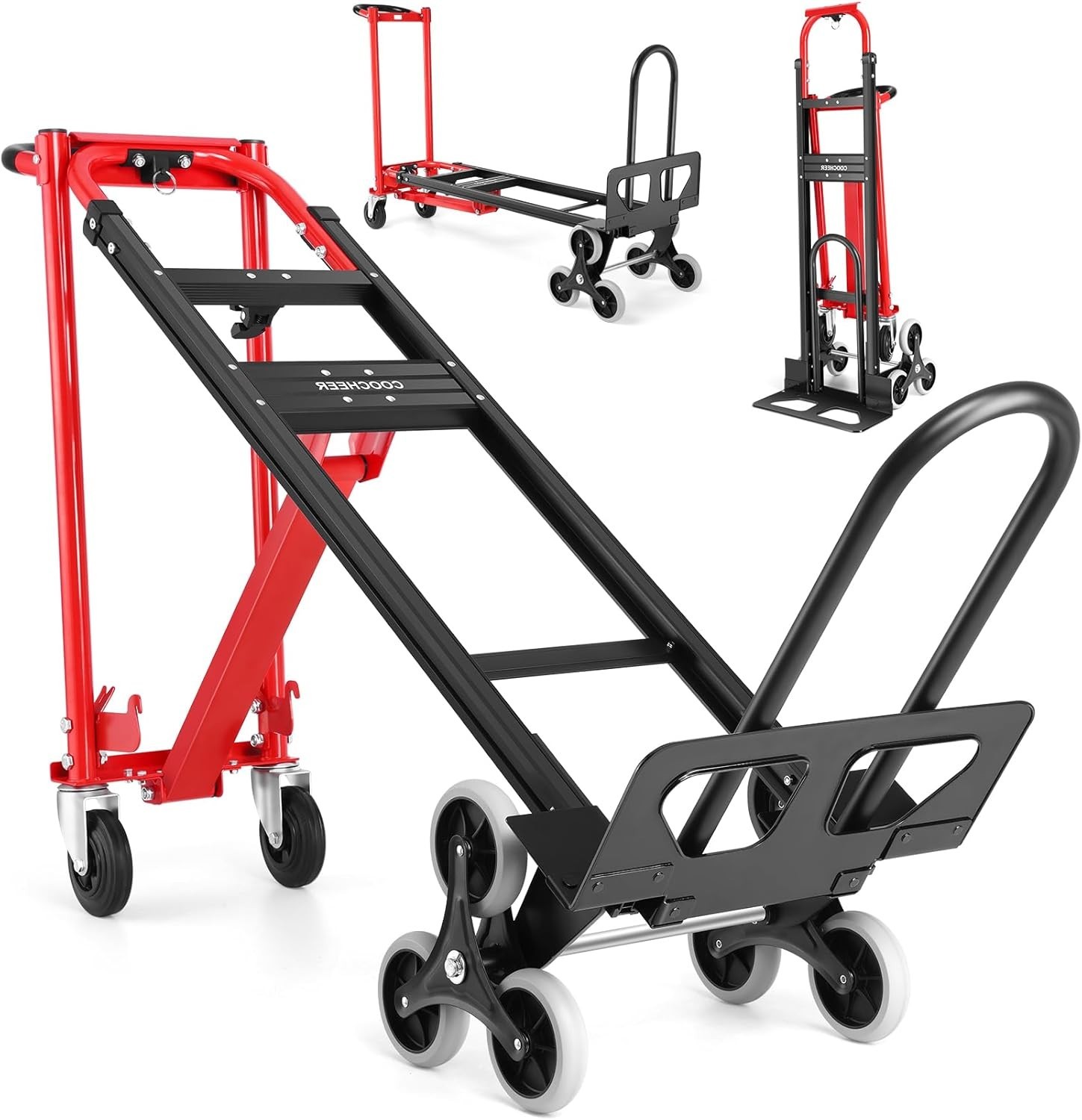 1000Lbs Stair Climbing Cart 4-in-1 Heavy Duty Folding Hand Truck Dolly w/Wheels
