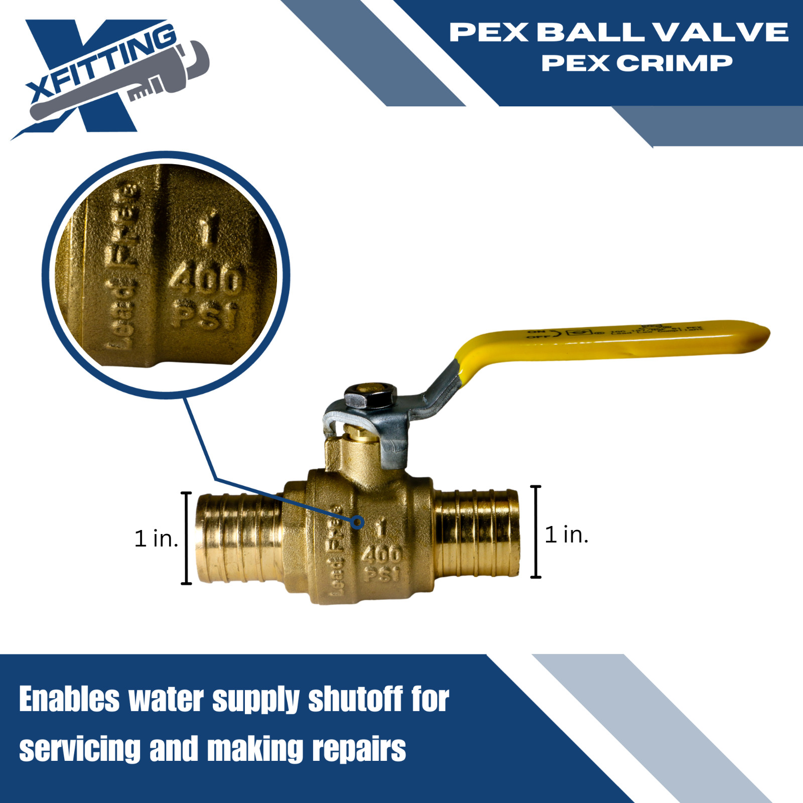 XFITTING 10 Pcs. 1 Inch Pex Ball Valve, 1" Pex Ball Valve, Lead Free, Full Port