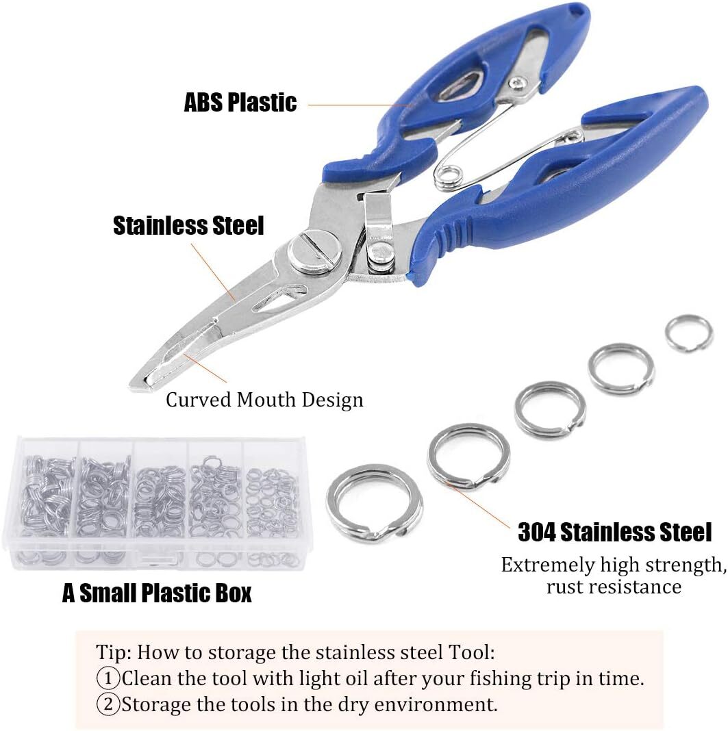 201Pcs 5 Size Fishing Stainless Steel Lures Split Rings For Fish Snap Connector