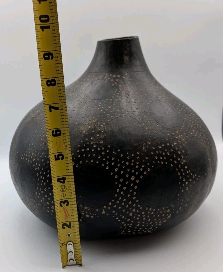 Hand Carved Decorative Painted Gourd African Tribal Folk Art Made In Kenya