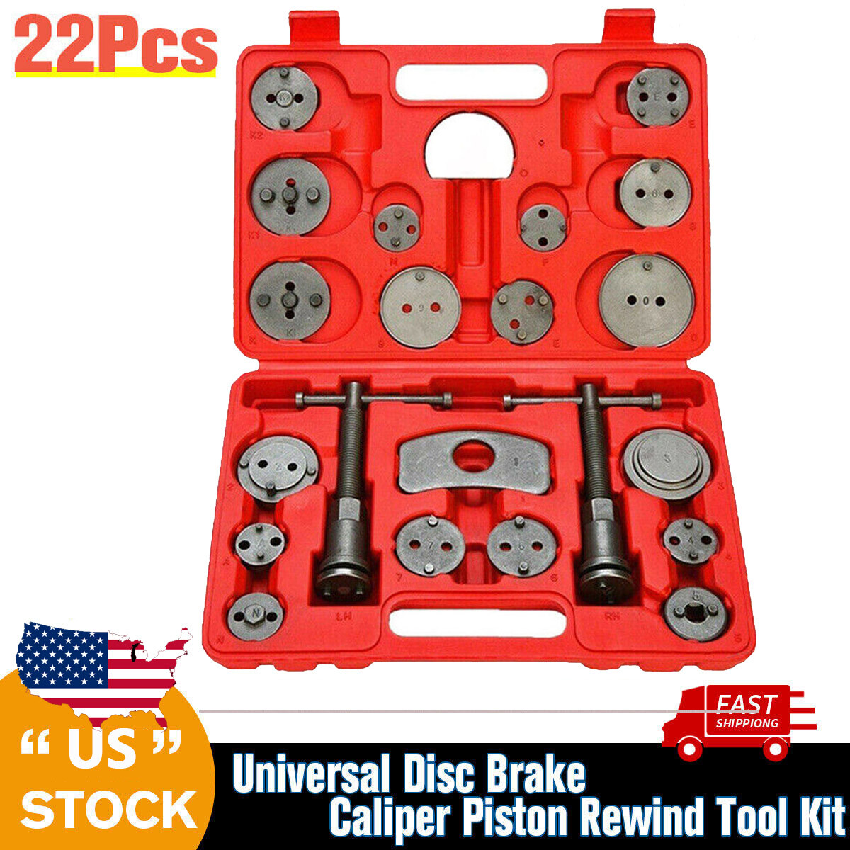22-Piece Heavy Duty Disc Brake Caliper Tool Set and Wind Back Kit for Brake Pad