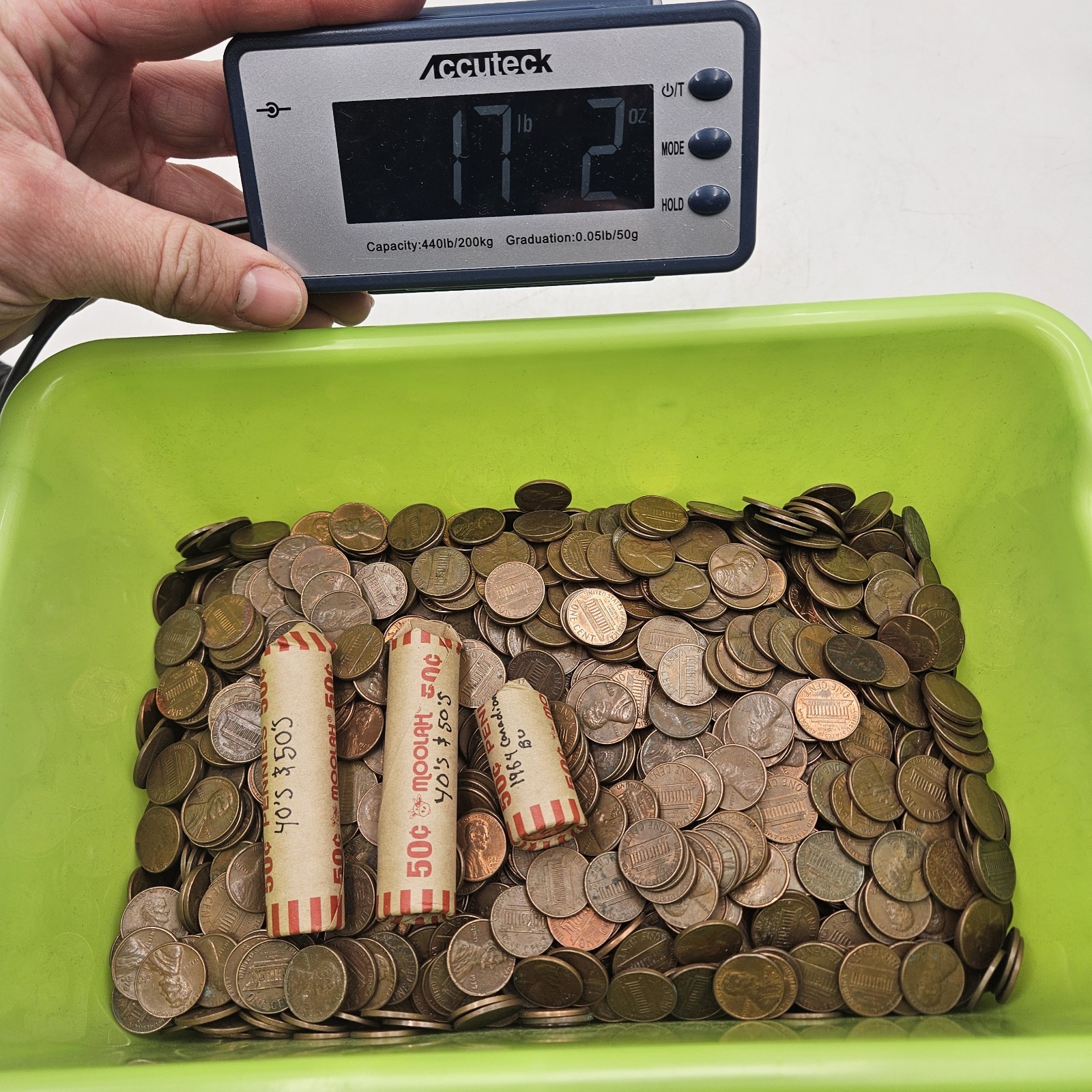 2.5k 95% COPPER PENNIES 1959-1982 17 LB Bulk Bullion Lot Includes 100x Wheats