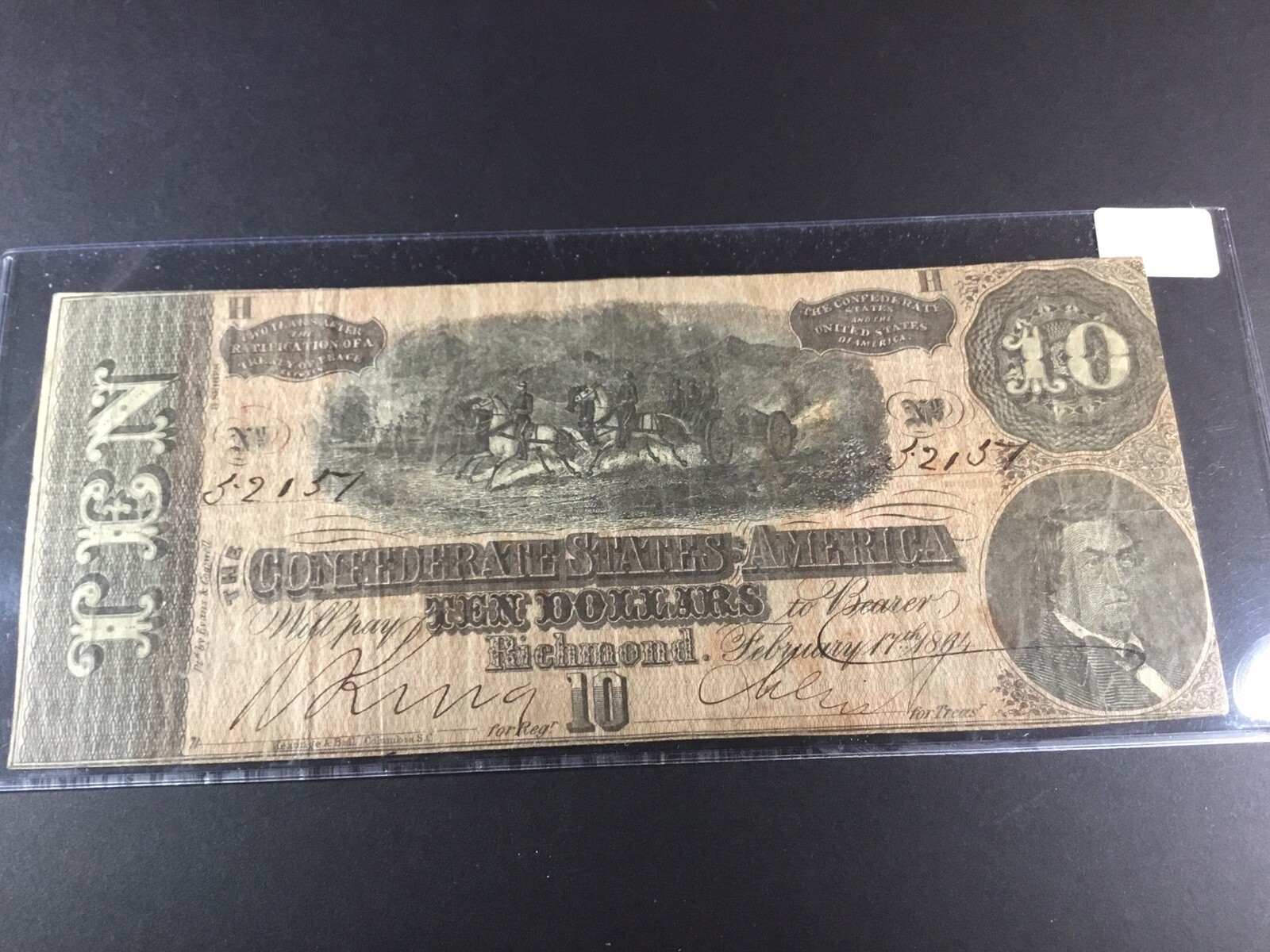 1864 T68 $10 Ten Dollar Confederate States of America Banknote 022022 22ae