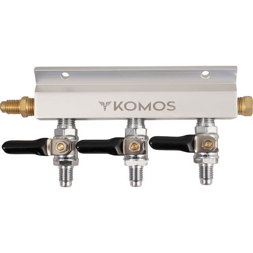 KOMOS® Gas Manifold | Aluminum | 1/4 in. Flare | 3 Way