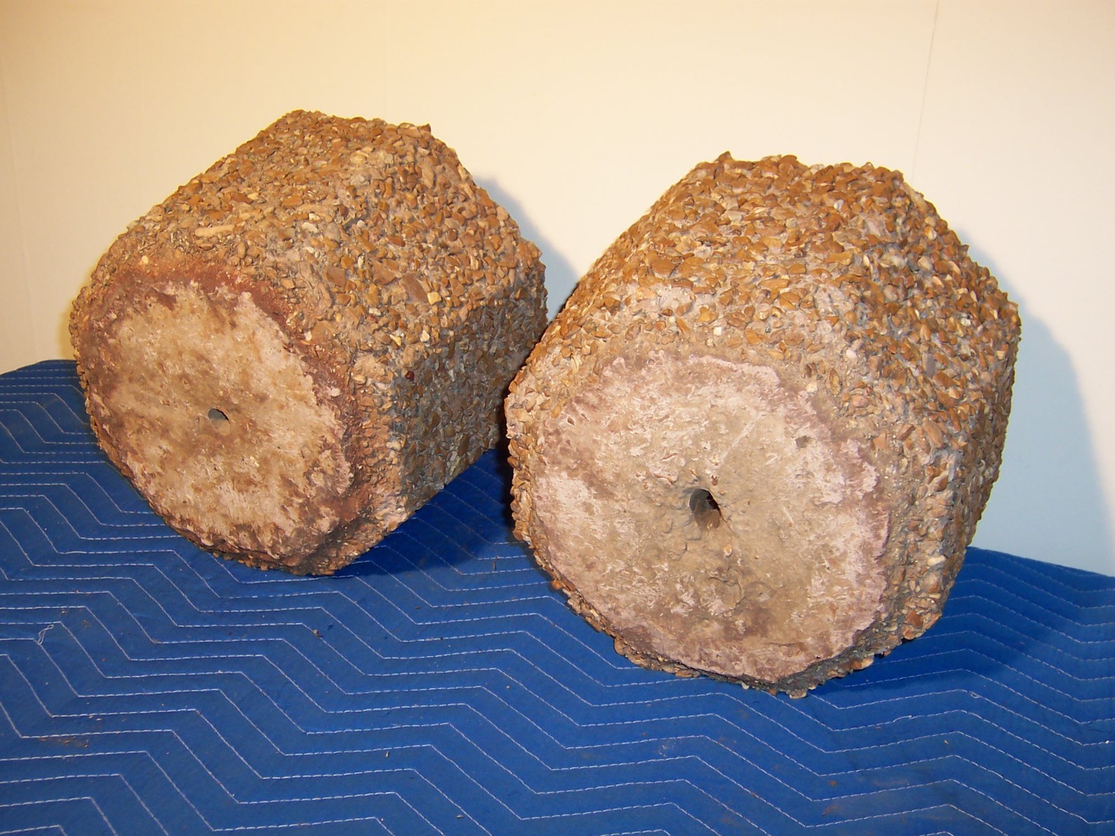 Vintage Exposed Aggregate Octagon Concrete Garden Planters Pair