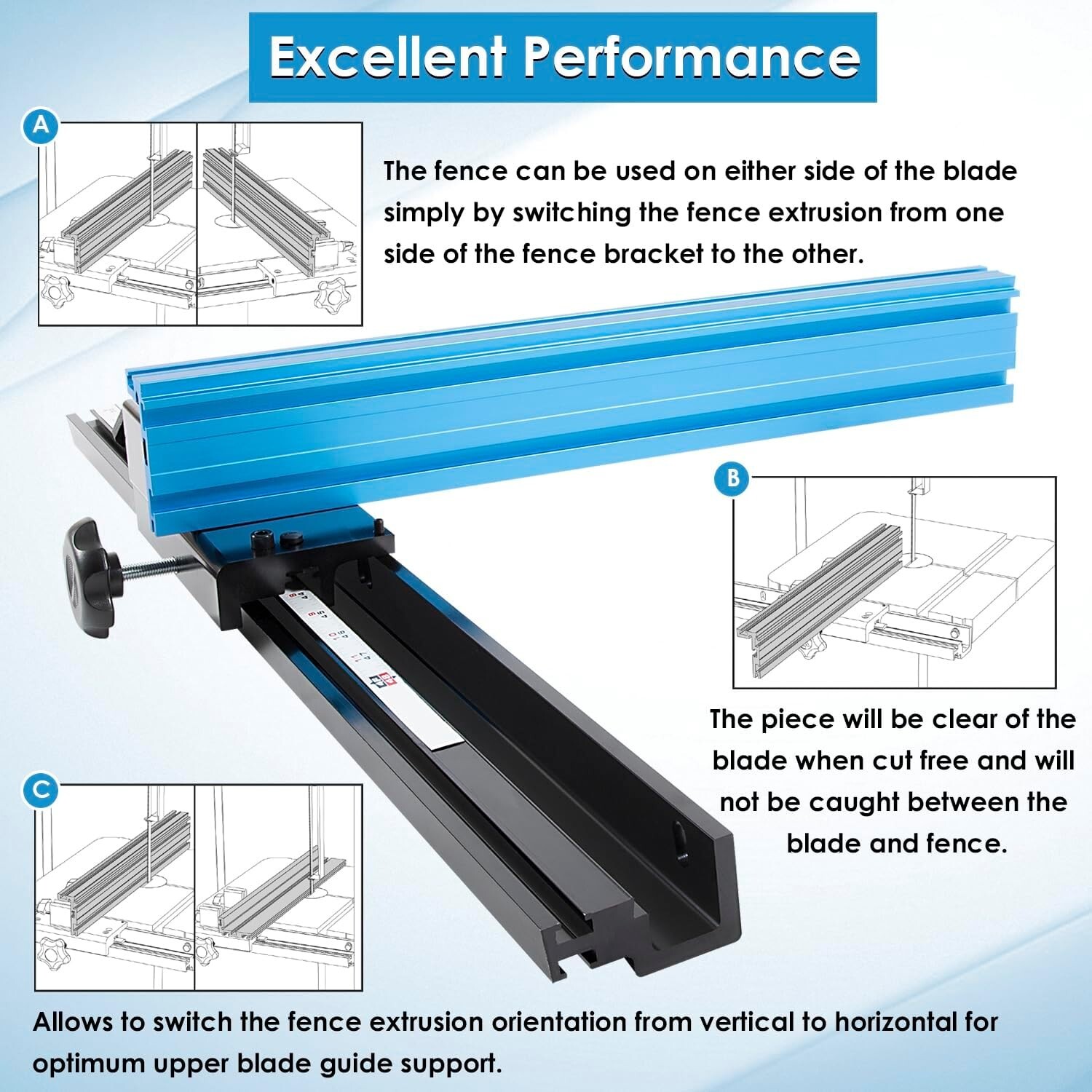 KMS7200 Bandsaw Fence for Most 14 Inch Band Saws, for Jet Delta General Grizzly