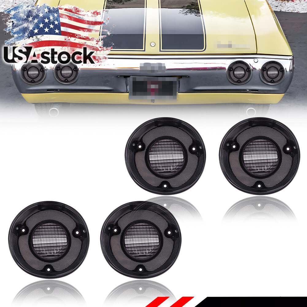 4X Smoke Tail Light Lens & Backup Lamp Lenses For 1972 Chevry Chevelle Malibu SS
