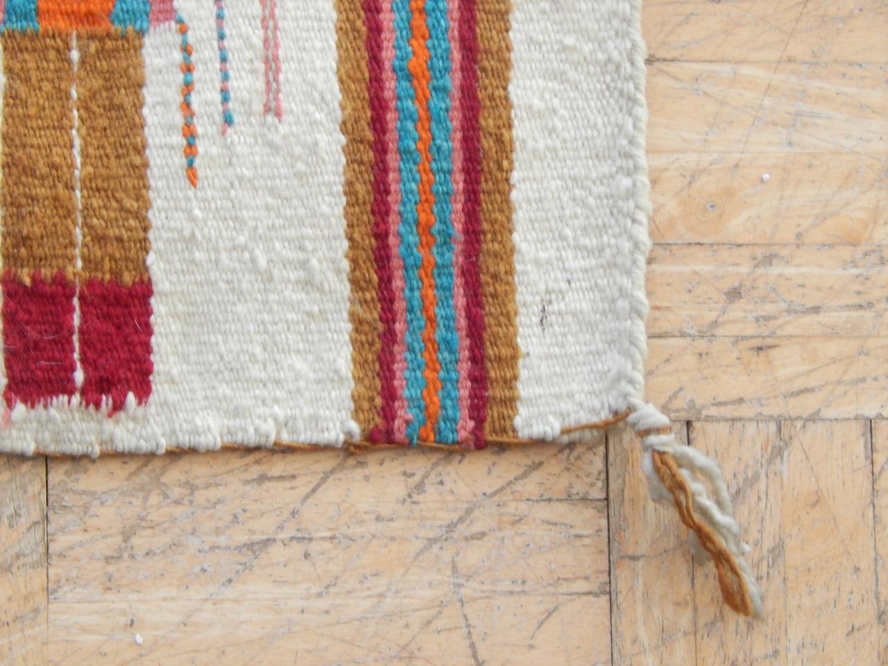 VINTAGE NAVAJO INDIAN SHIPROCK CORN YEI PICTORIAL RUG / WEAVING - CLEAN + NICE !