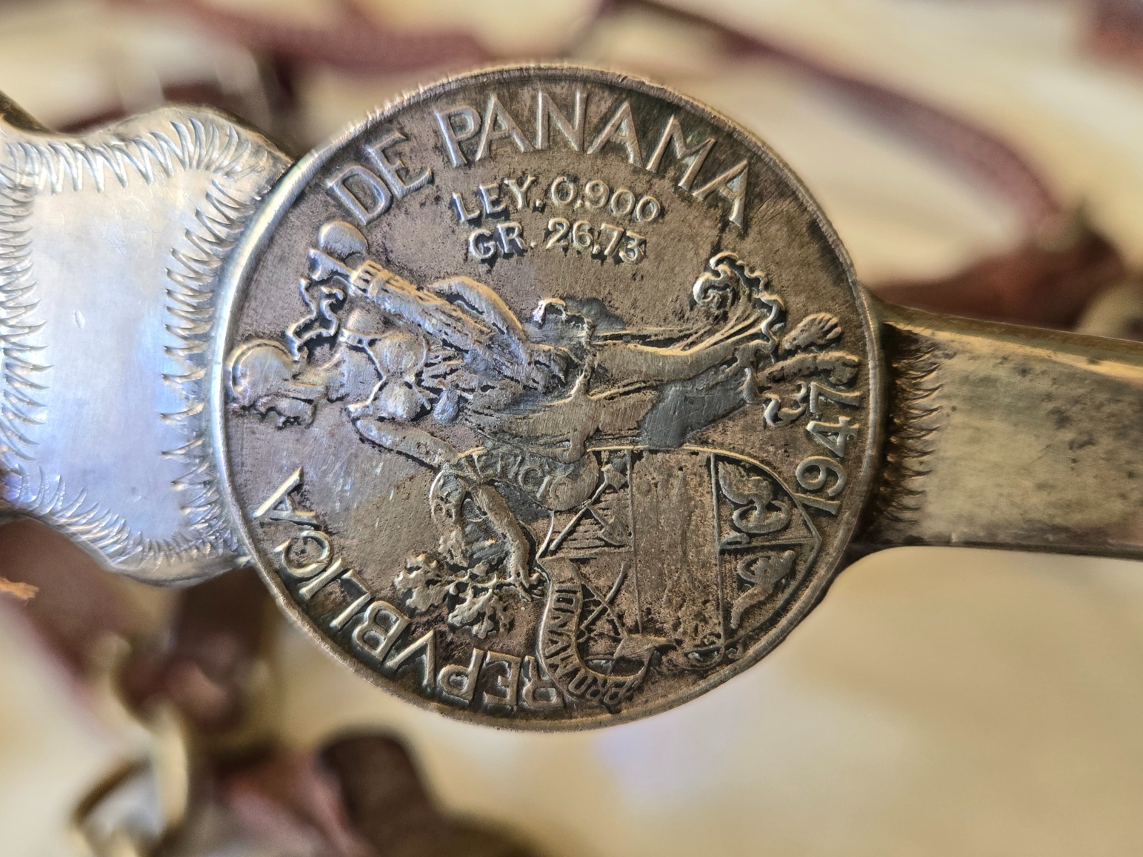 RARE Antique Handmade Working Horse Bit SILVER INLAYS/SILVER COINS