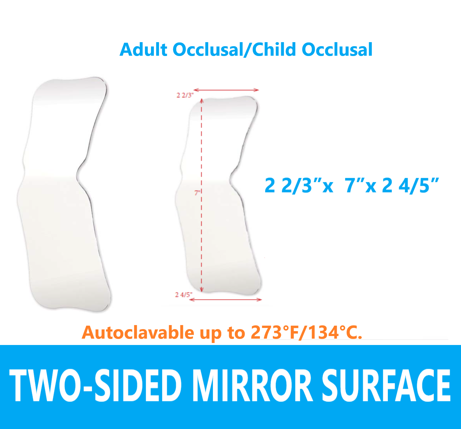 Dental Orthodontic Intraoral Photo Mirrors Buccal, Occlusal, Two or One Mirror