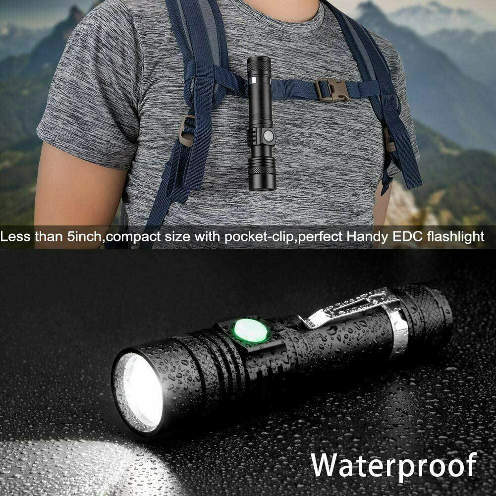 2PACK 99000000 LM Super Bright LED Tactical Flashlight Rechargeable Work Light