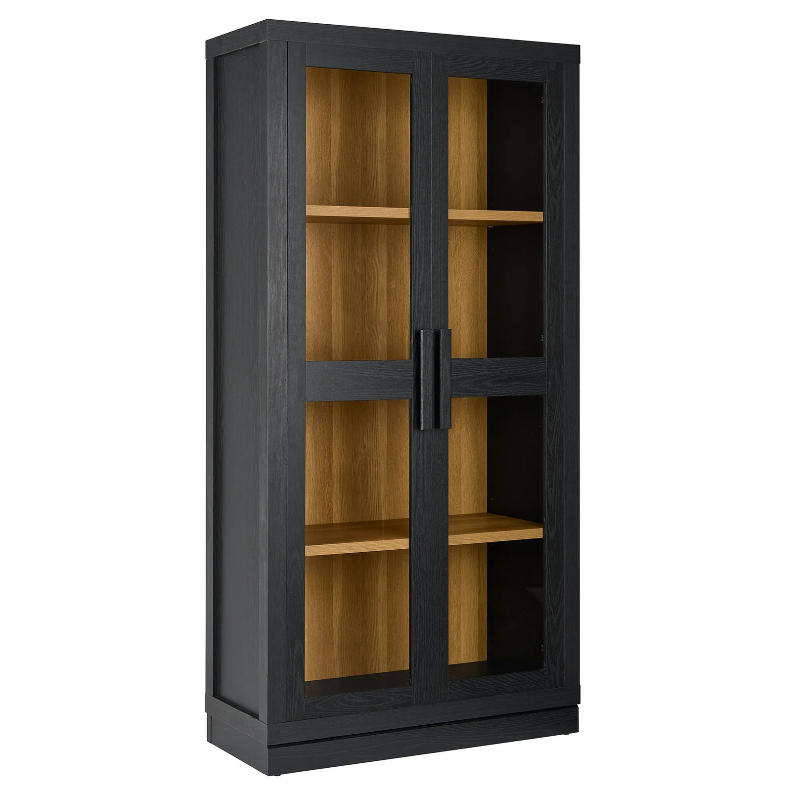 Better Homes & Gardens 441422 Ezra Glass Door Storage Cabinet, Rich Black Finish