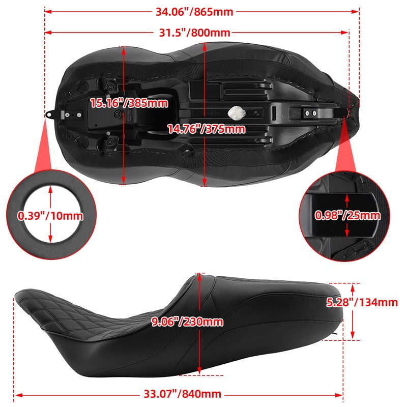 Driver Passenger Seat Low-Pro For Harley Touring Electra Glide Classic 1997-2007