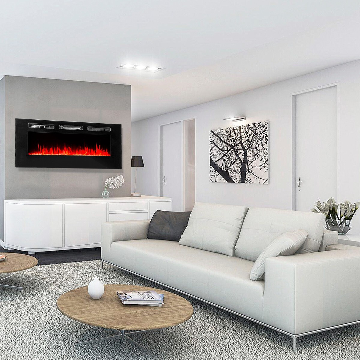 50" Electric Fireplace Recessed insert or Wall Mounted Standing Electric Heater