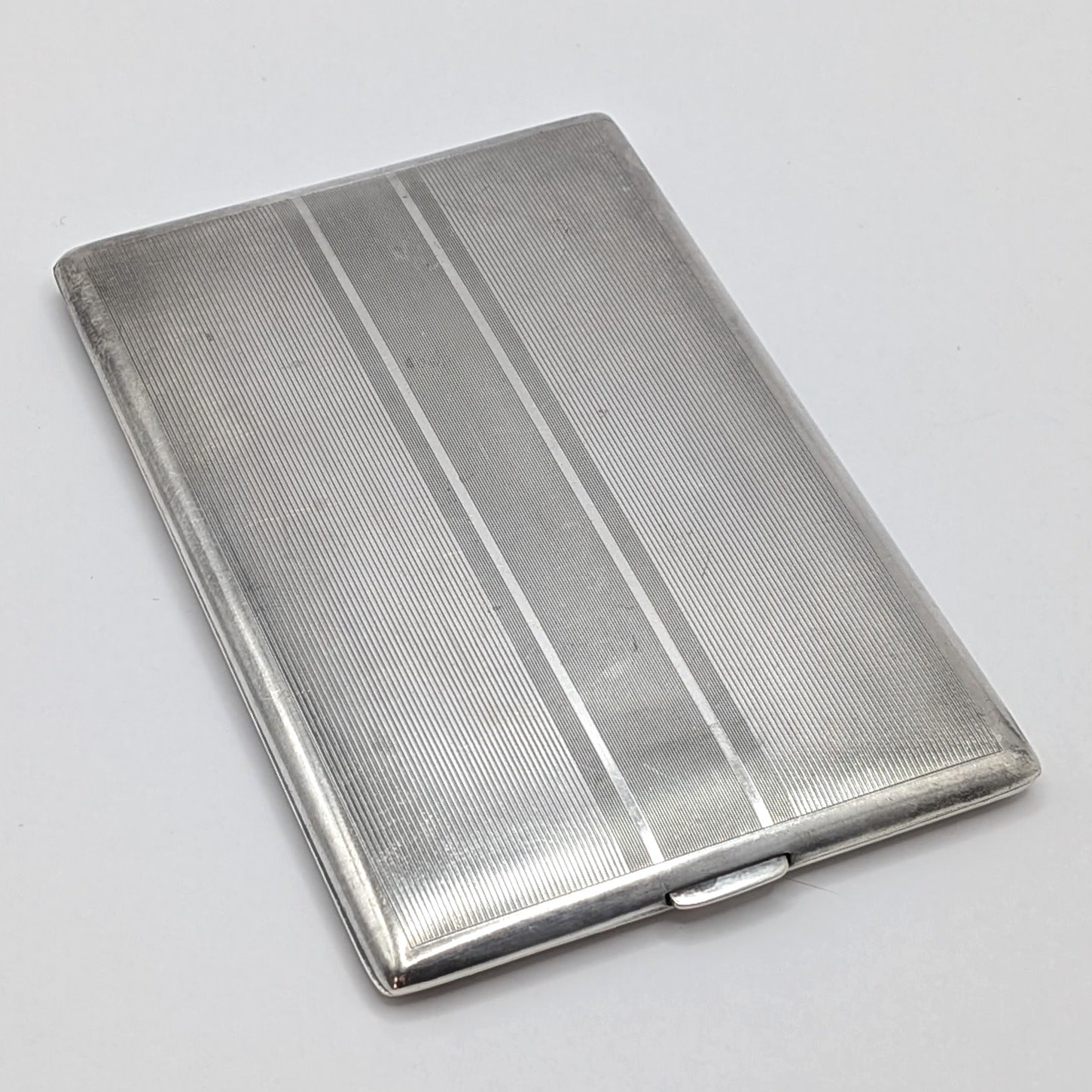 Vintage 1950s Sterling Silver Etched Cigarette Case Wallet Card Holder 5oz