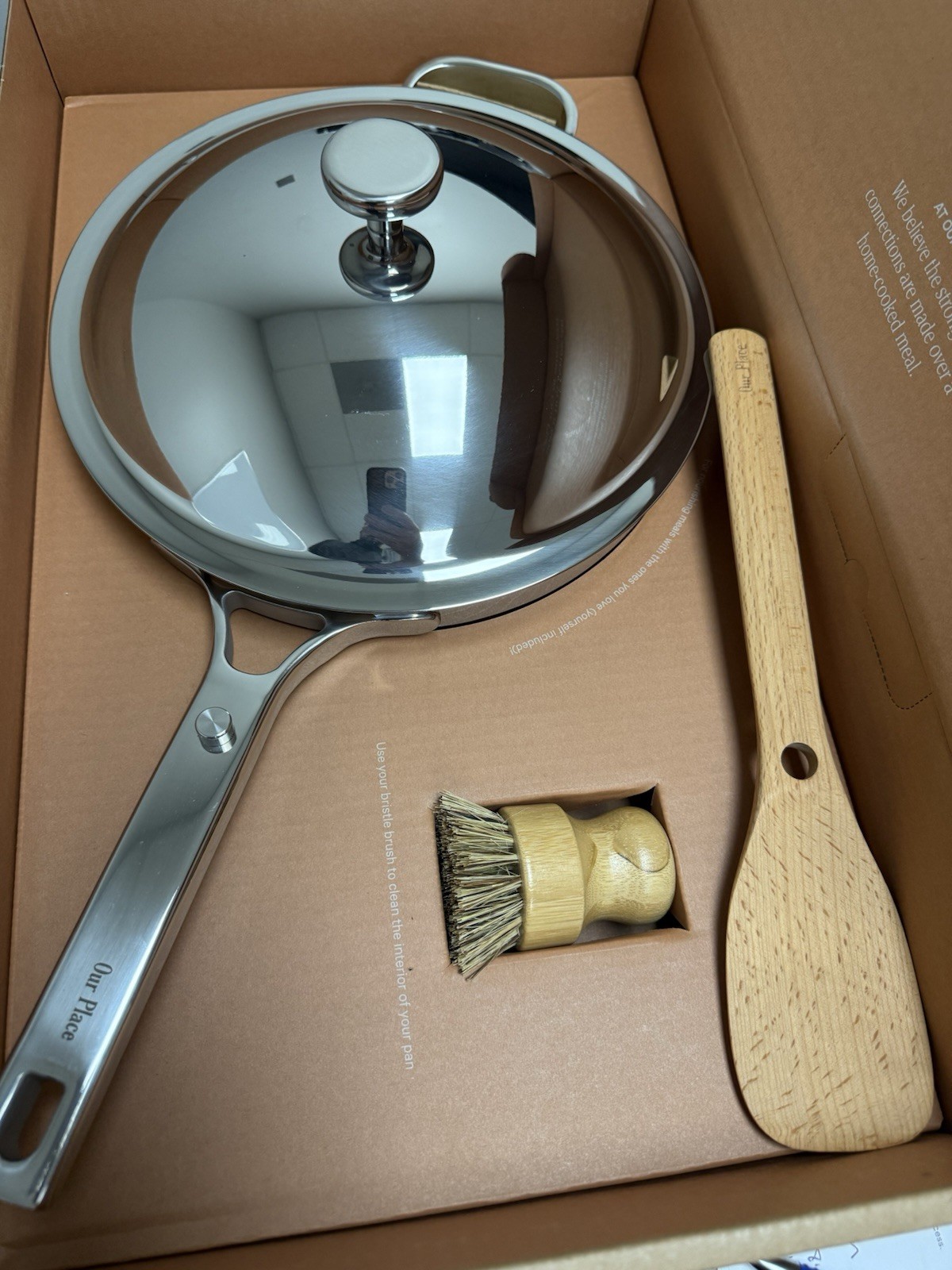 Our Place Titanium Always Pan Pro Chrome 2.9QT / 2.7 L Bristle Brush