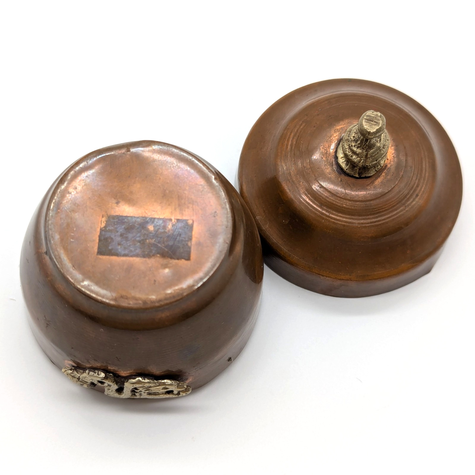 Dragon Copper Jar w/ Silver Tone Ritual Ginger Trinket Urn 3" Tibetan