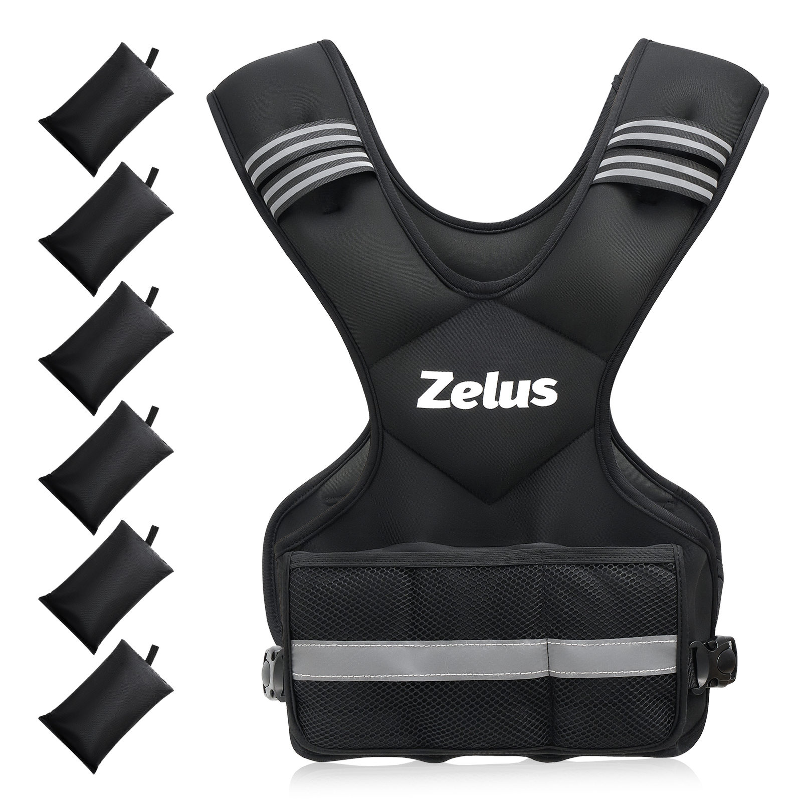ZELUS 4-10lb/11-20lb/20-32lb Weighted Vest Vest with 6 Weights for Home Workouts