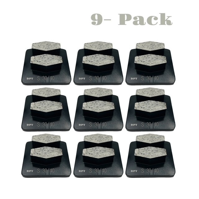 9 Pack Grinding Discs for Husqvarna PG Concrete Grinder Hard Bond 30/40 Grit