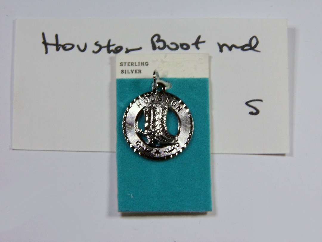 Vintage Sterling Silver Houston Texas 22mm Cowboy boots charm