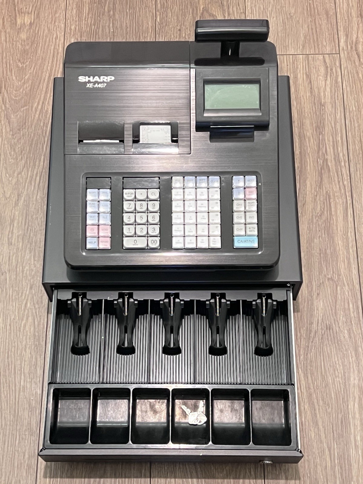 Sharp XE-A407 Cash Register Dual Thermal Printer with Keys, Cash Drawer & Manual