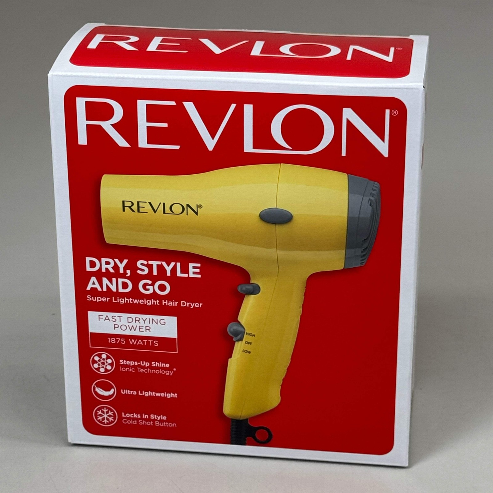 REVLON Super Lightweight and Compact 1875W Ionic Hair Dryer Yellow RV477