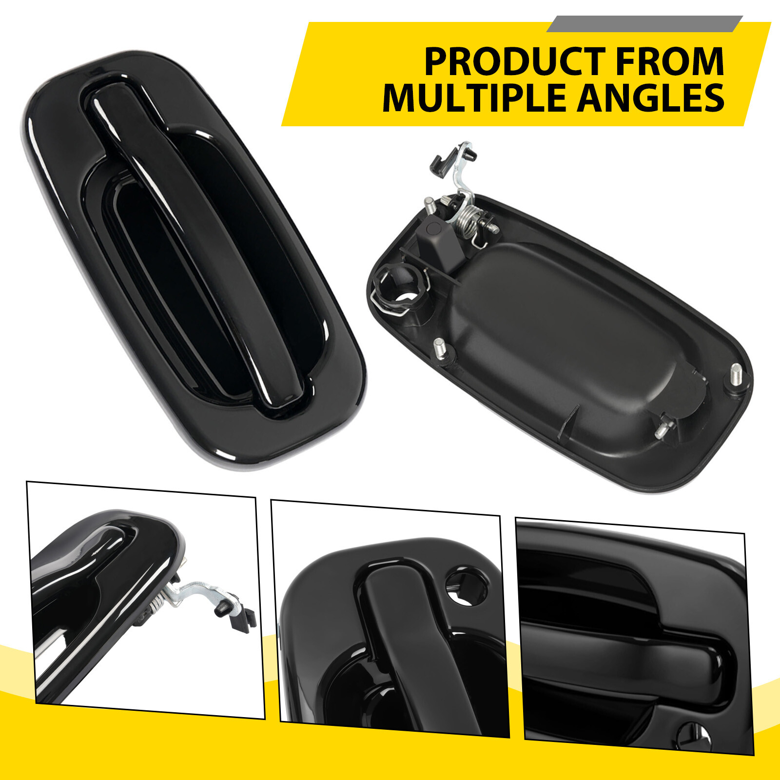 Door Handle Set For Chevy Silverado 1500 1999-2006 Smooth Black Front Outer 2PCS
