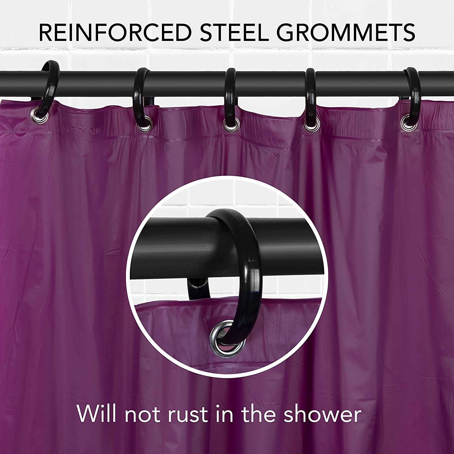 PVC Shower Curtain Liner Vinyl Resistant Water Repellent Odorless With Magnets