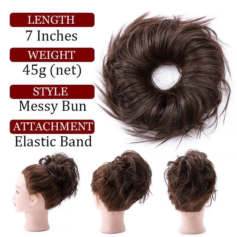 7" Messy Bun Hair Piece Scrunchie Updo Real Thick Hair Extensions as Human Hair