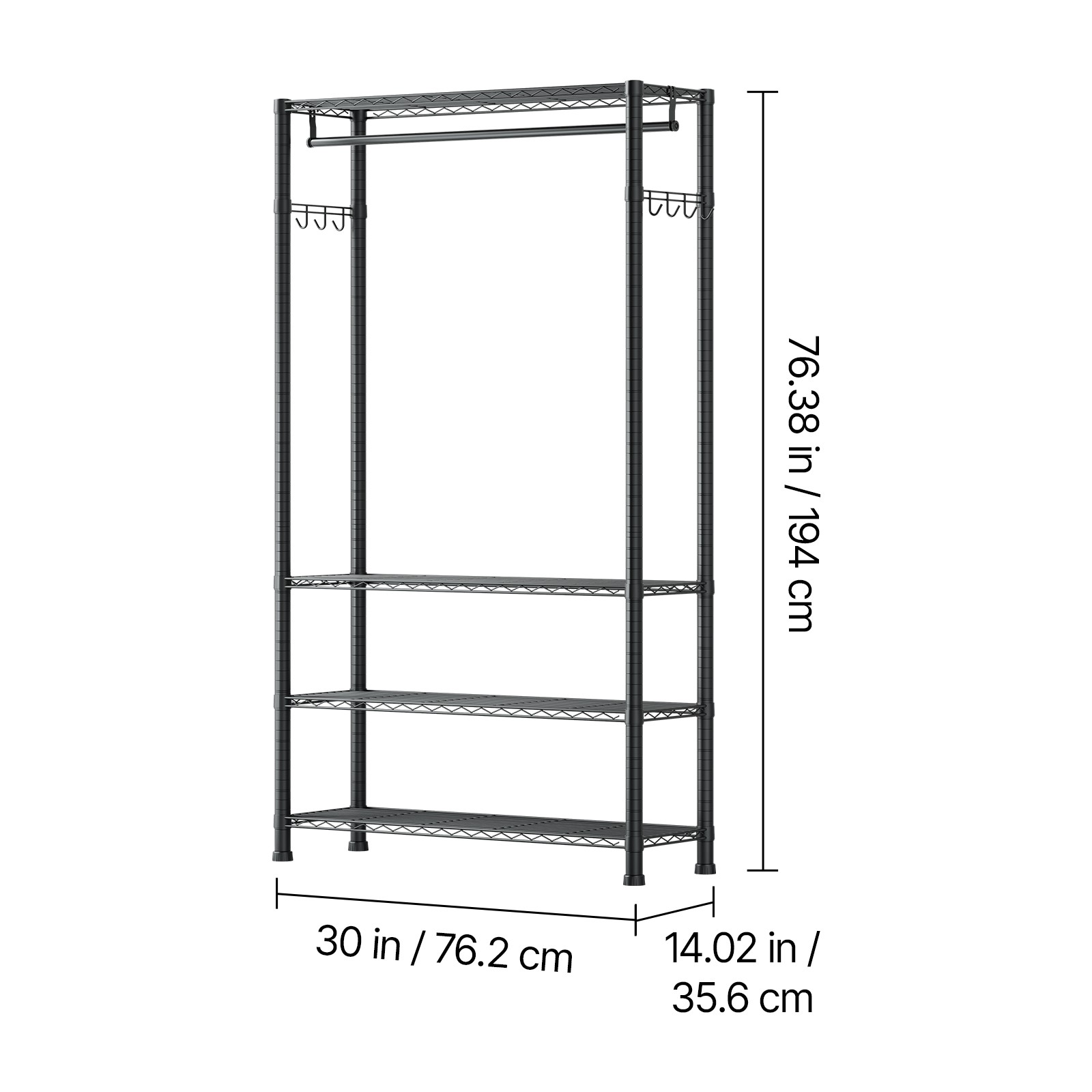 Uimoso 4-Tier Adjustable Height Garment and Closet Rack in Black