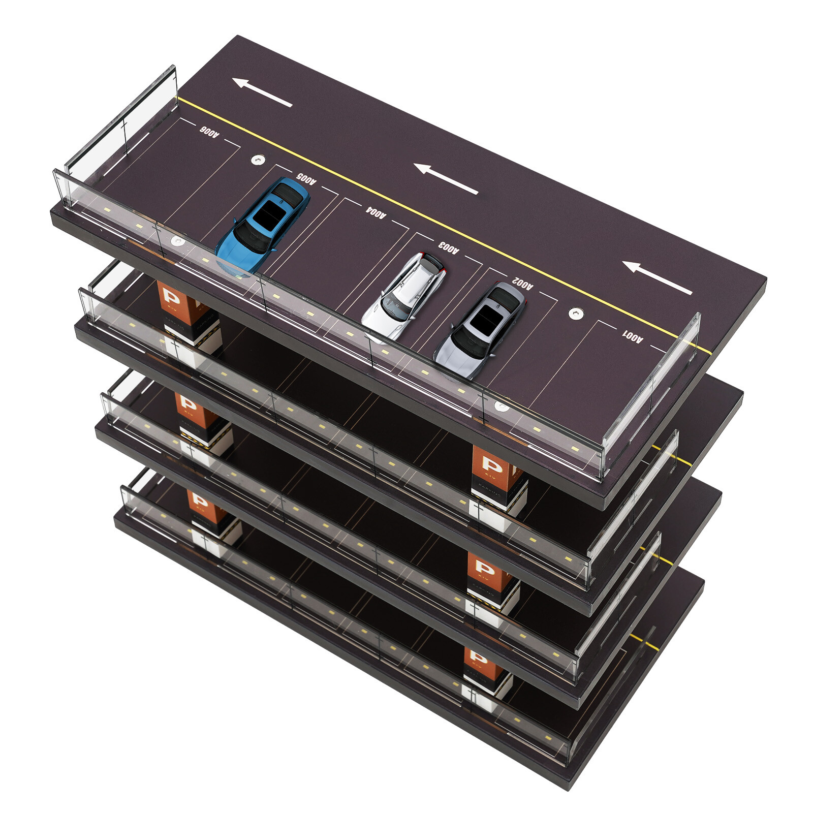 4-Story Diorama 1/64 Car Garage Model Parking Lot Backdrop Display Scene Model