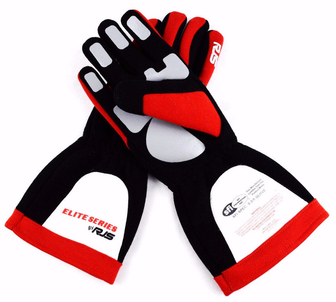 RJS RACING SFI 3.3/5 ELITE DRIVING RACING GLOVES RED SIZE X LARGE 600030131