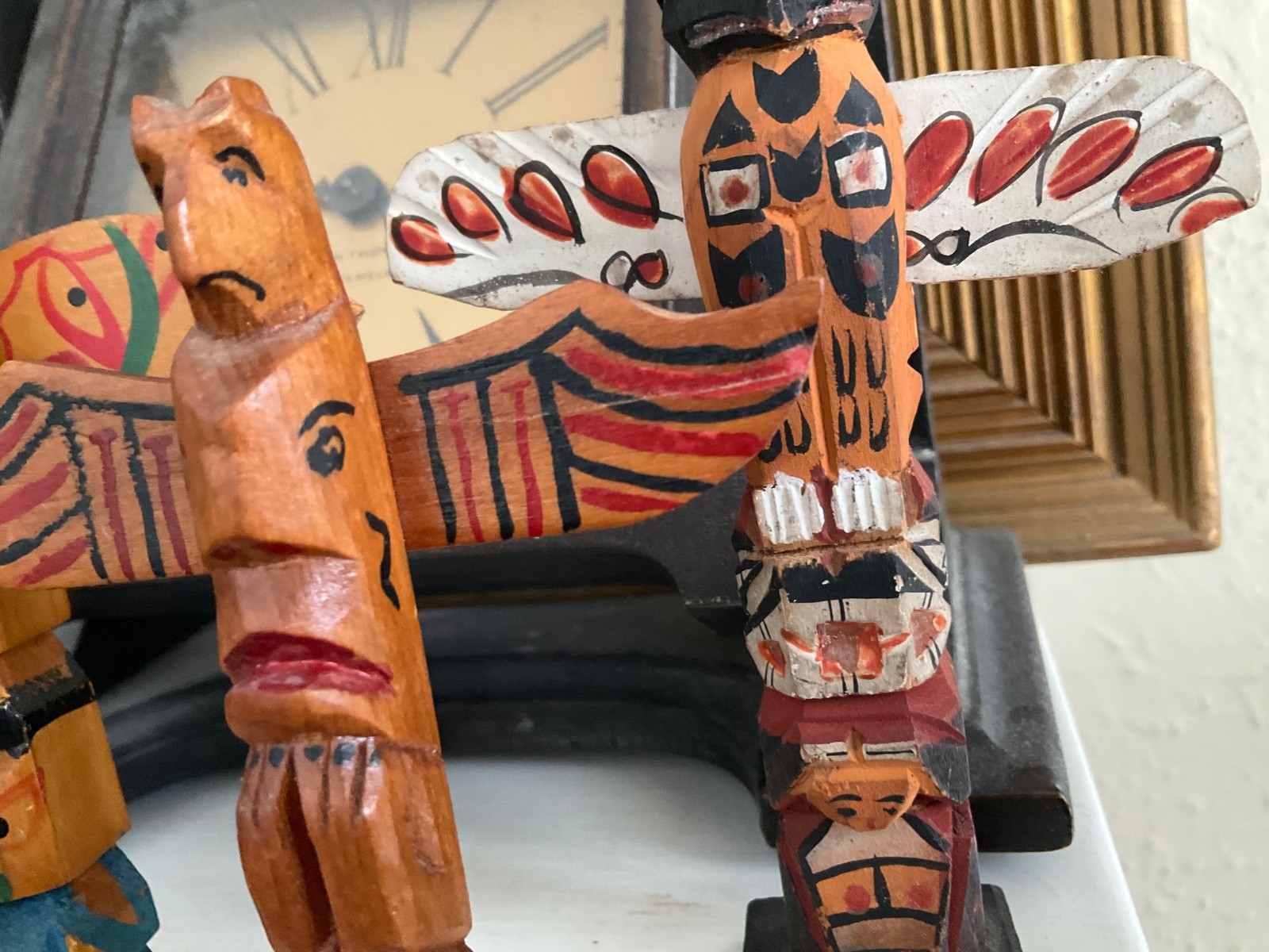 Vintage TOTEM POLE LOT Native Canadian Hand Carved SOUVENIR TRADE ABORIGINAL