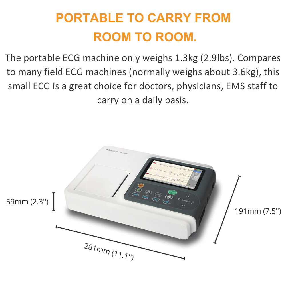 12 lead ECG Machine with printer Diagnosis Auto-analysed Result FDA Approved