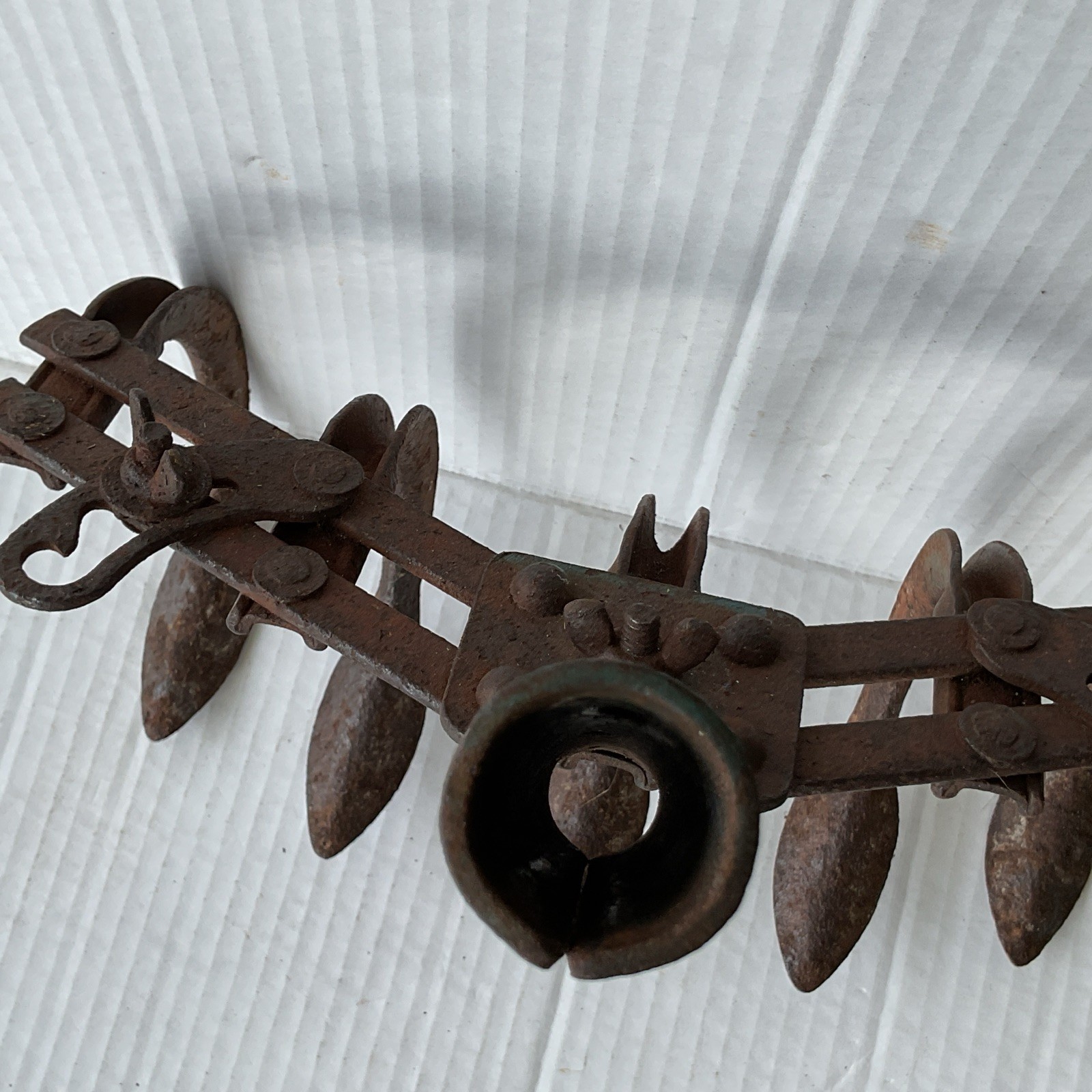 Vtg 5 Tine Cultivator Farm Rake Tool Garden Hand Tiller Adjustable Decor or Use