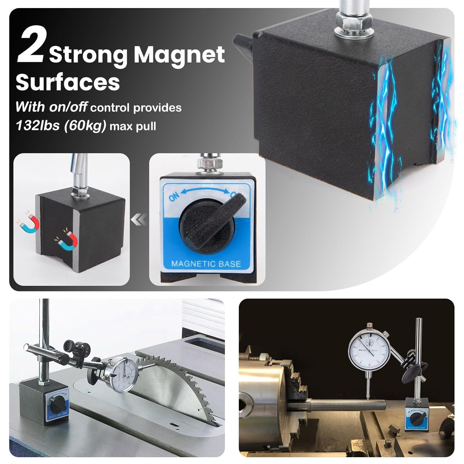 Dial Indicator with Magnetic Base 0-1.0" & Point Dial Test Indicator 0.001" Set