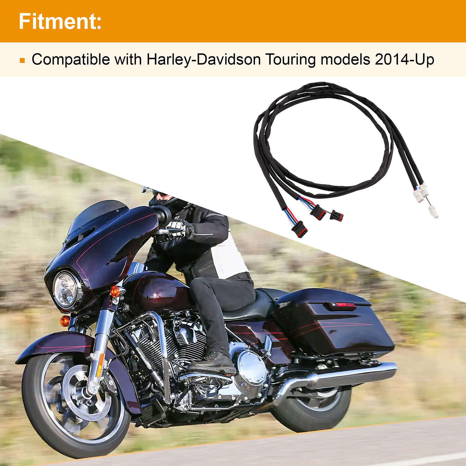 48" Handlebar Switch Extension Wire Harness For Harley-Davidson Touring 2014-Up