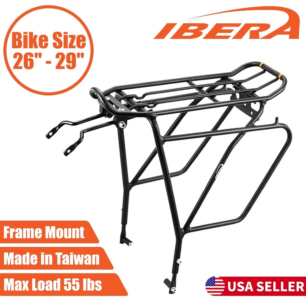 Ibera Bike Rear Rack Touring Carrier Plus for Disc Brake Mount MTB Fat Tire Bike