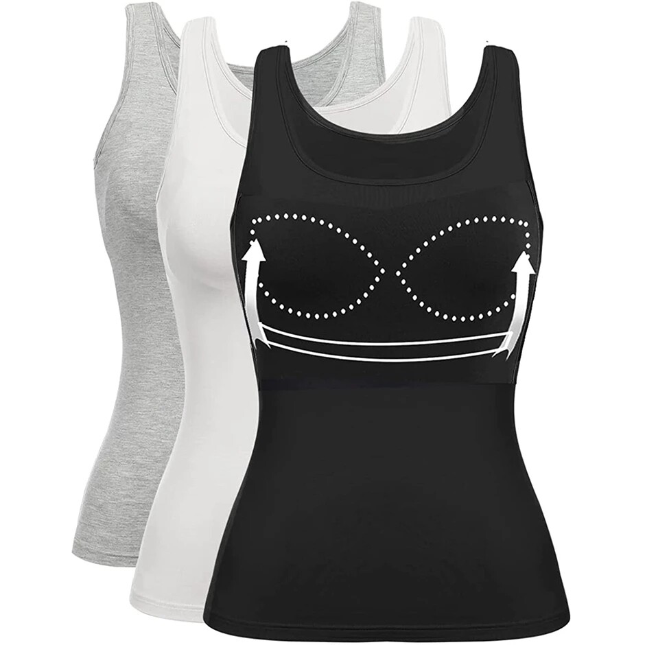 Tank Top for Women with Built in Bra Women Padded Compression Camisole Shapewear
