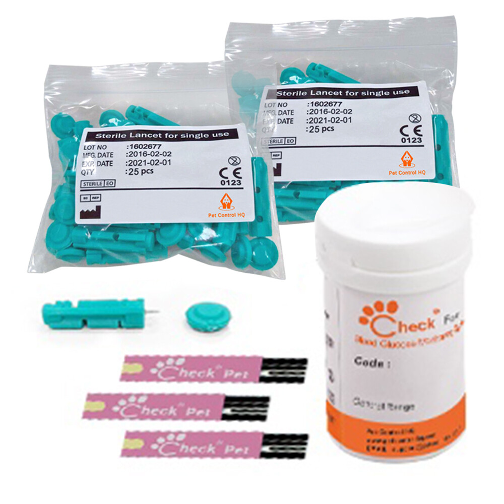 Test strips lancets for blood glucose meter monitor dog cat glucometer diabetes