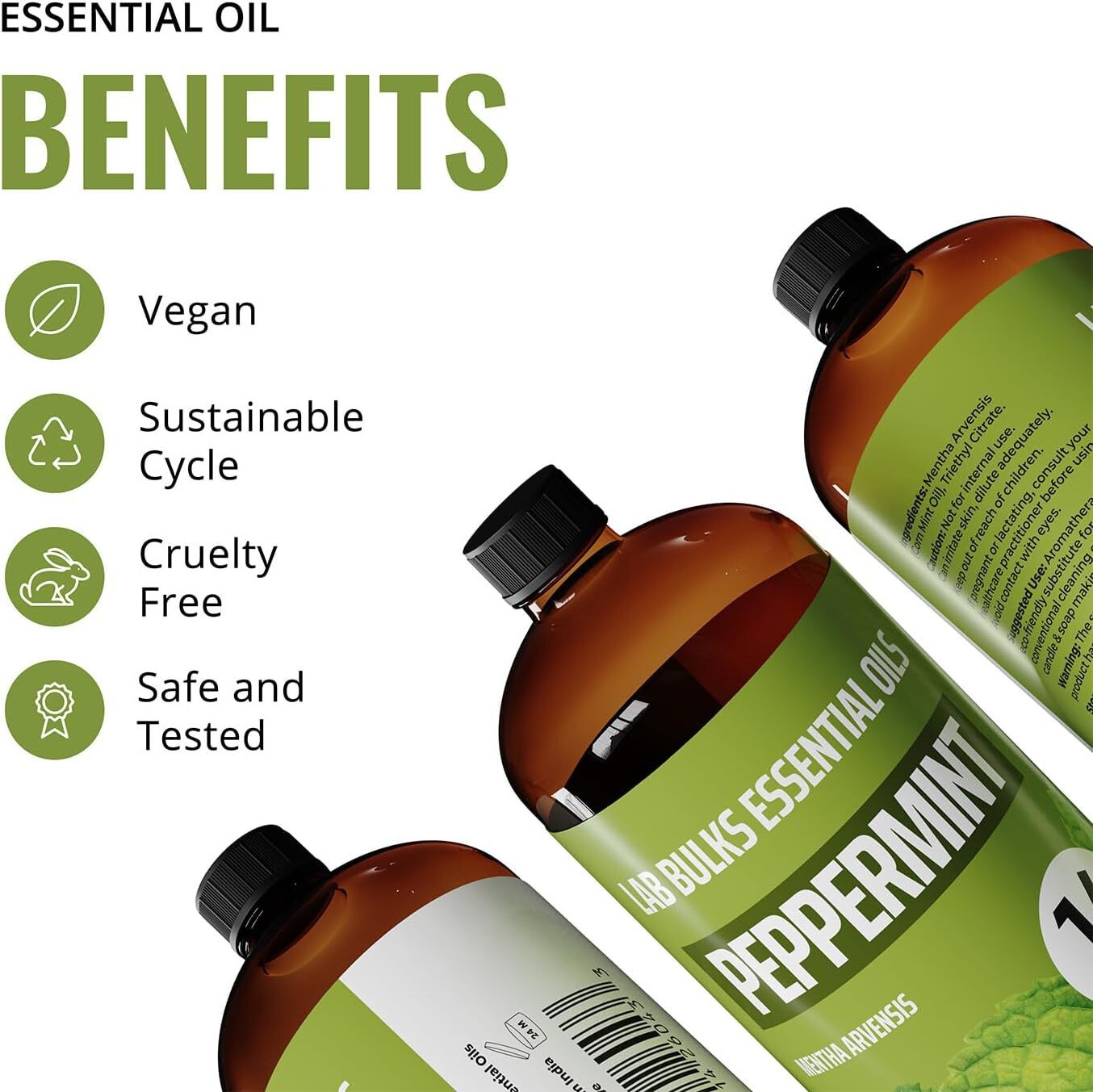 Peppermint Essential Oil, 16 oz Bottle for Diffusers, House Cleaning, Candles