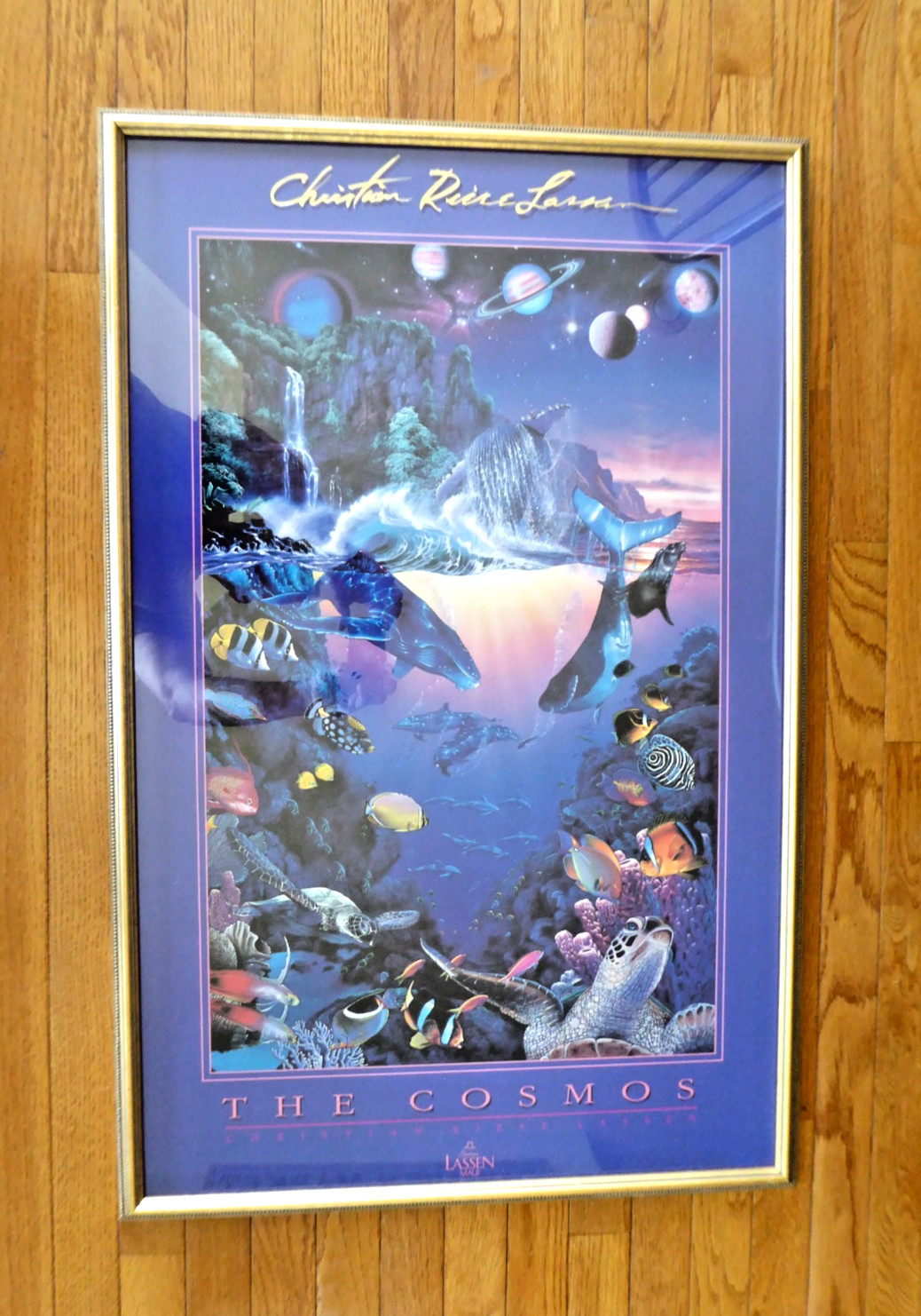 Vintage Framed Christian Riese Lassen  "The Cosmos" Maui Hawaii Art Poster