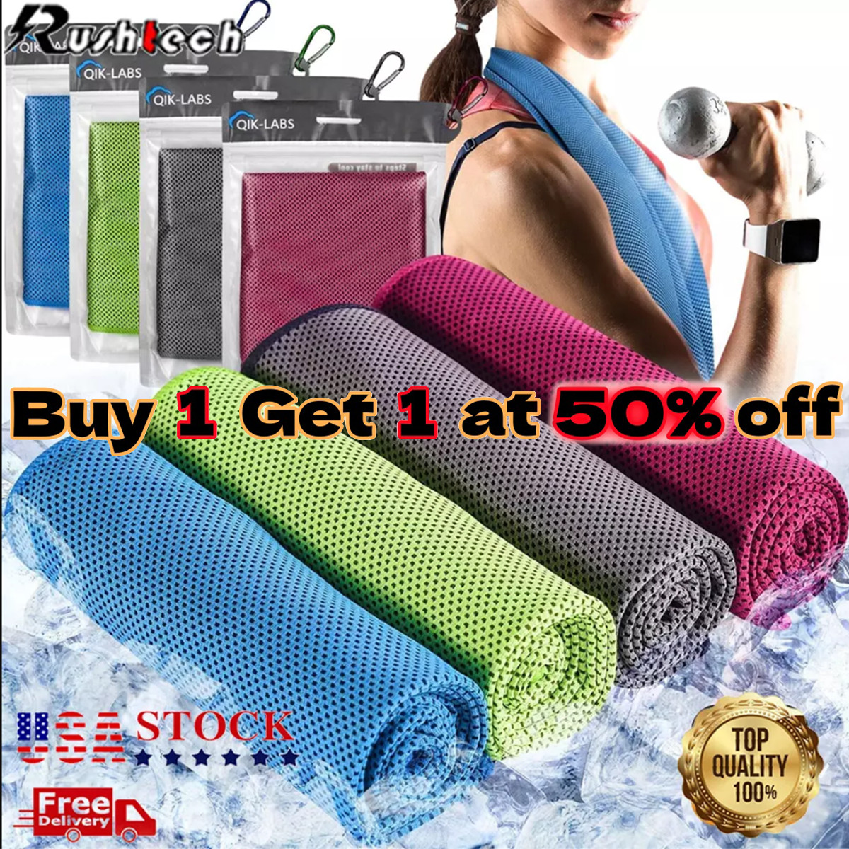 1-3PCS Cooling Towel for Neck and Face, Cool Ice Sport Workout Yoga Sweat Towels