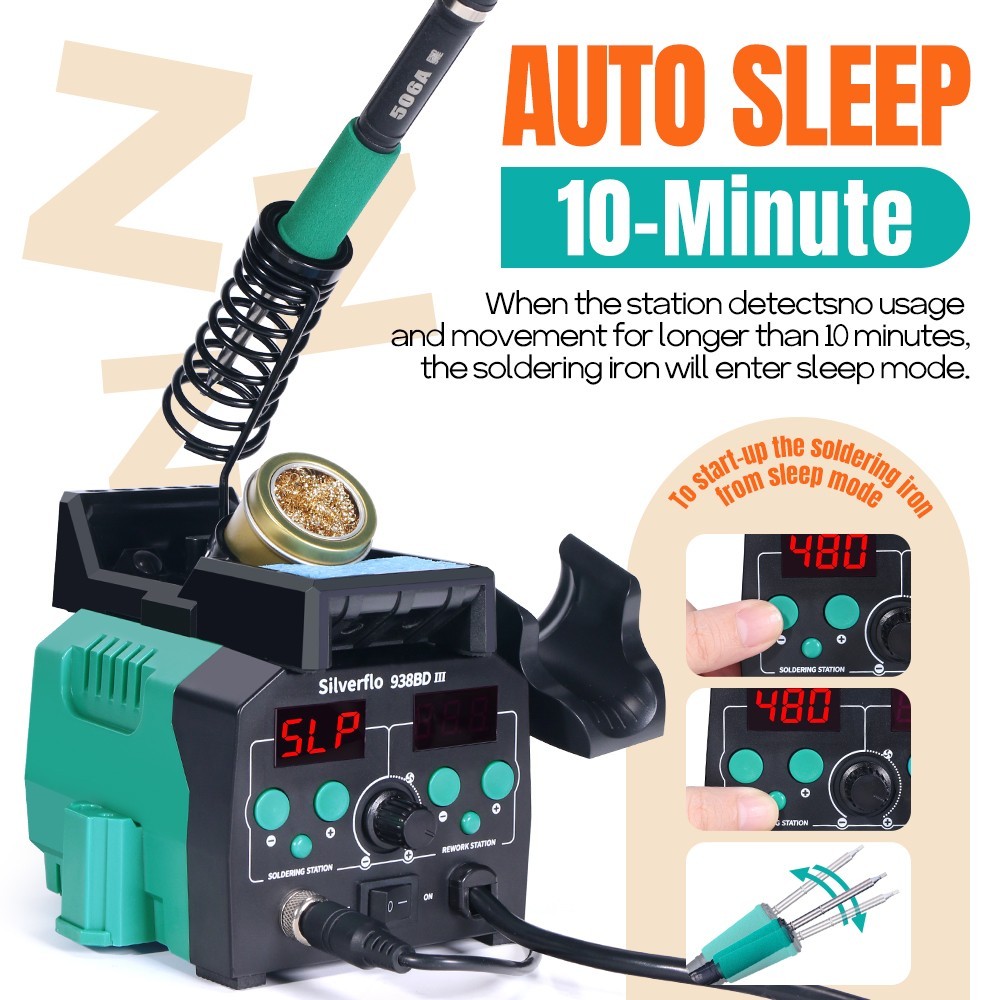 775W 2in1 Digital Soldering iron Station with Hot Air Gun T12 Heating Elements