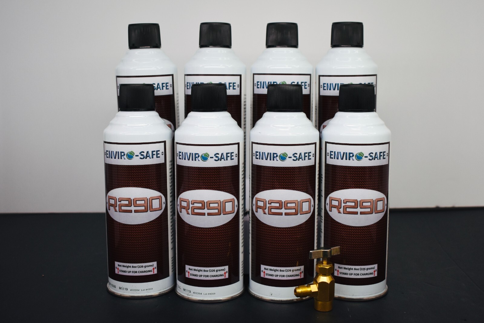 R290 Upright Charge, K-28 Valve, 8 cans with Top-Tap