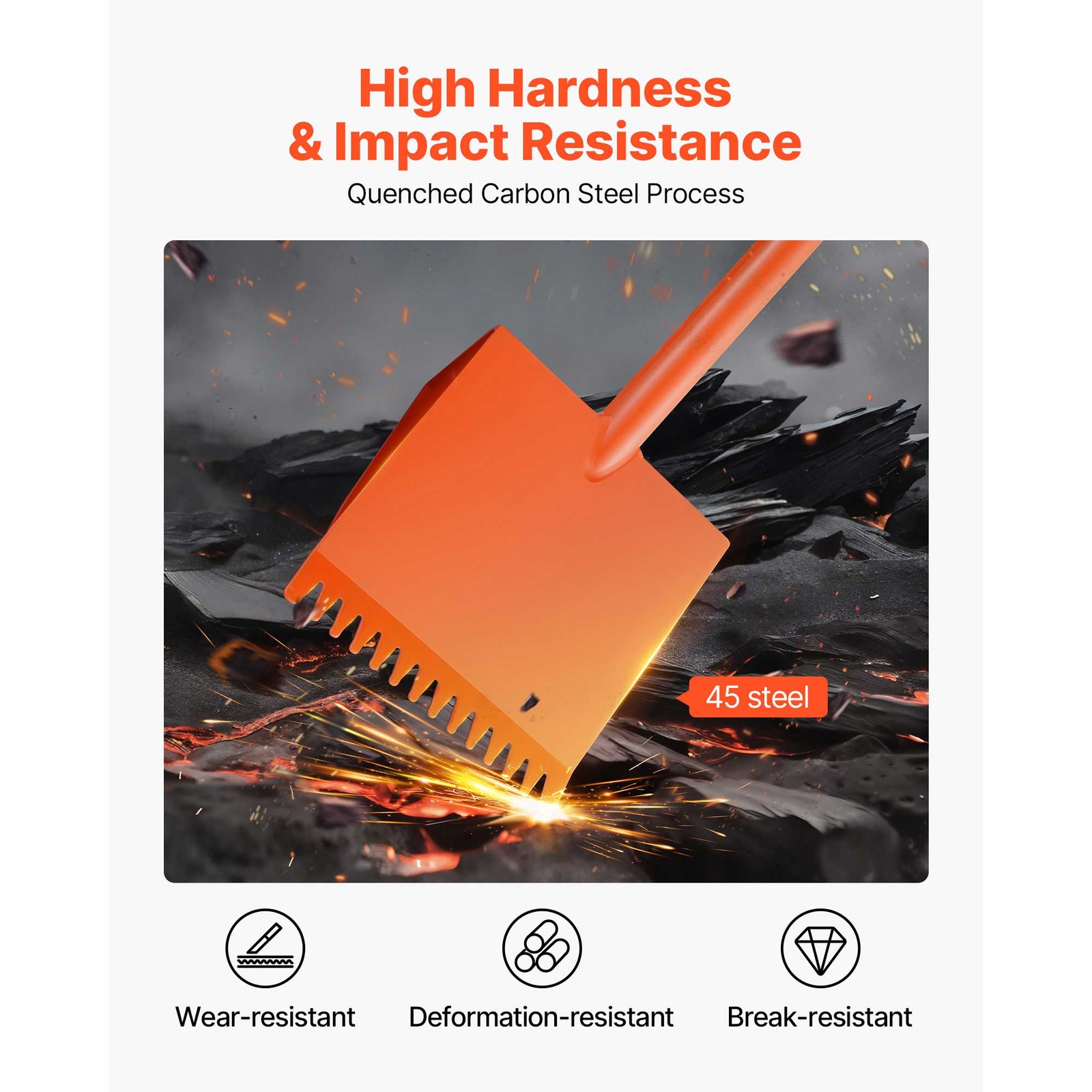 Uimoso Shingle Removal Tool Set 4-Piece Steel D-Grip Handle, Lightweight, Orange