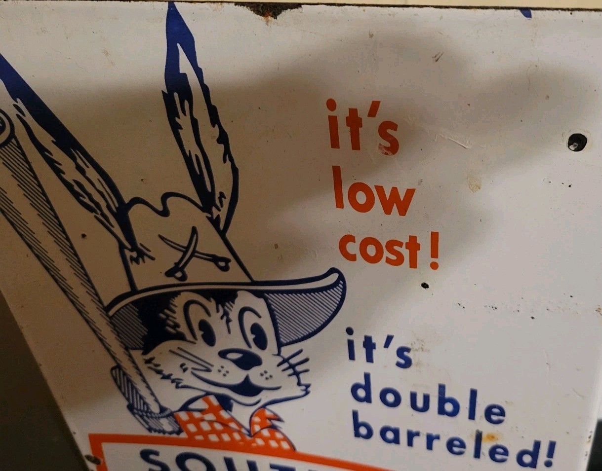 Vintage Dixie Southern Porcelain Flange Sign Nitrogen Rebel Black Americana USA