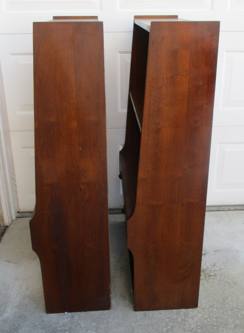 Broyhill Brasilia 1962 Mid Century 2 Drawer/1 Shelf Wood & Brass Bookcases Set/2