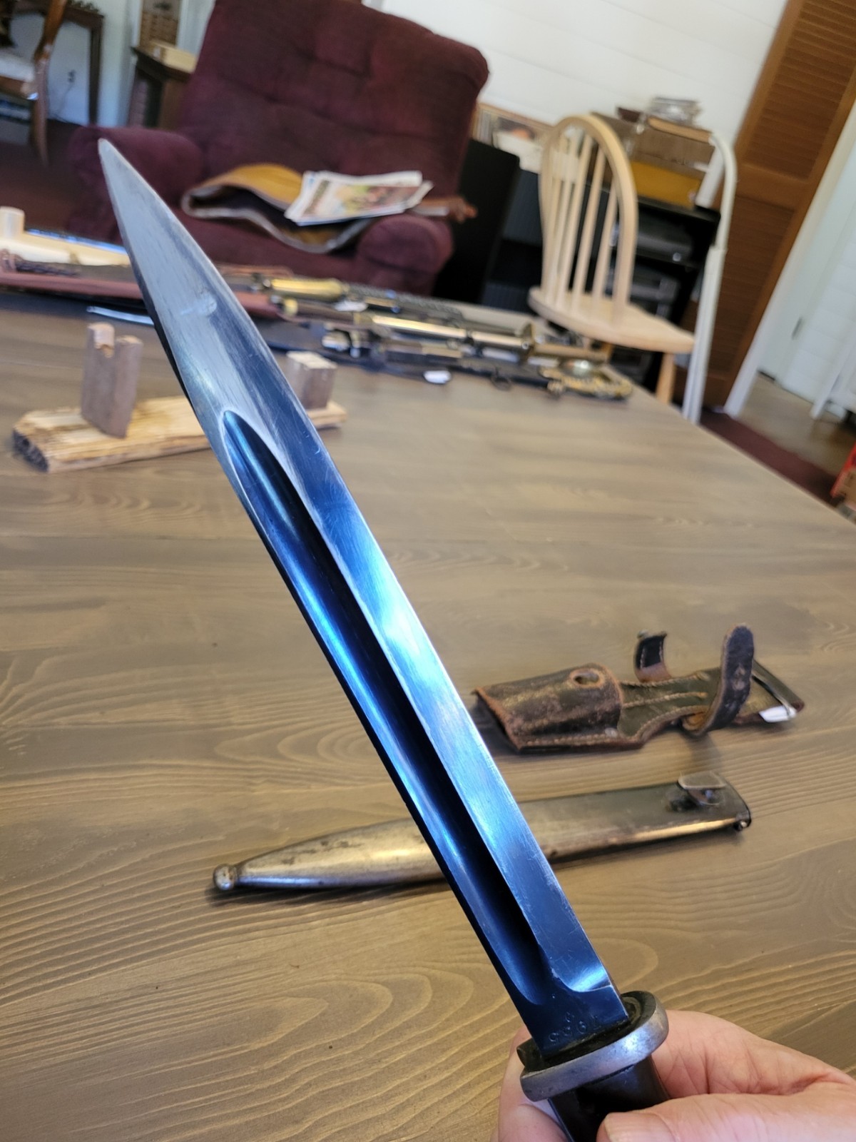 EXCELLENT WWII German K98 Combat Bayonet by WKC Matching Numbers w/Frog!